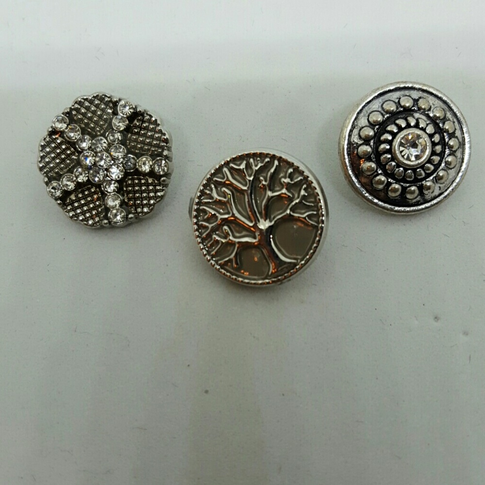 Set of three snap charms for snap bracelet
